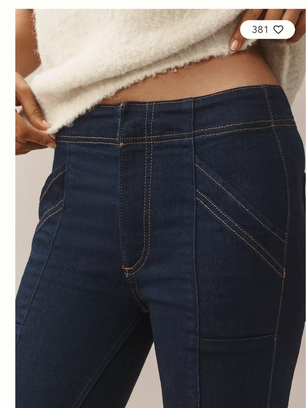 Anthropologie Pilcro Indigo Puddle Mid-Rise Flare Jeans with Contrast Stitching - Picture 6 of 14